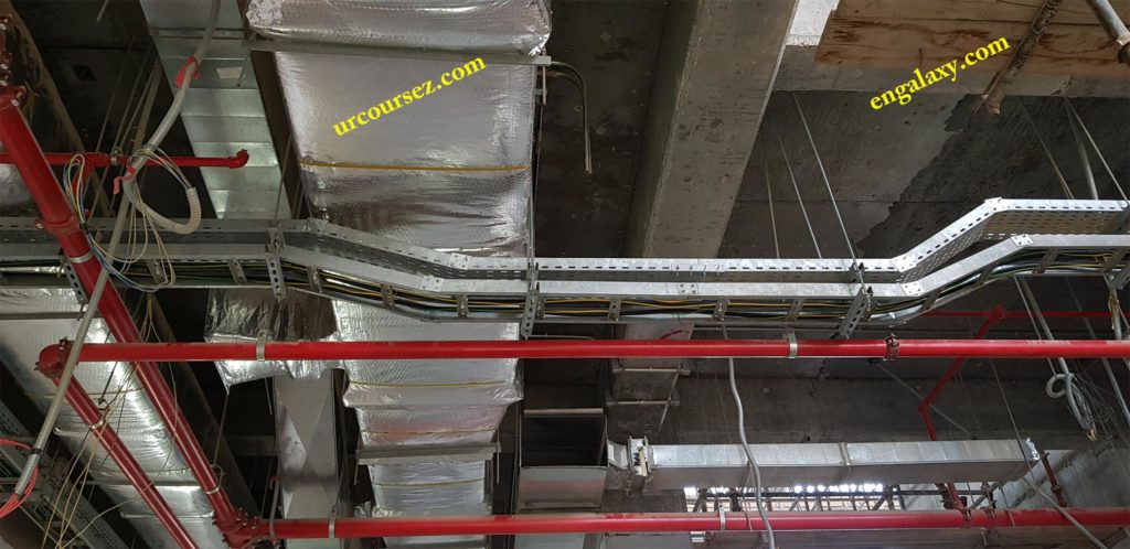 Cable tray with electrical wiring arranged on ceiling ,Cable tra